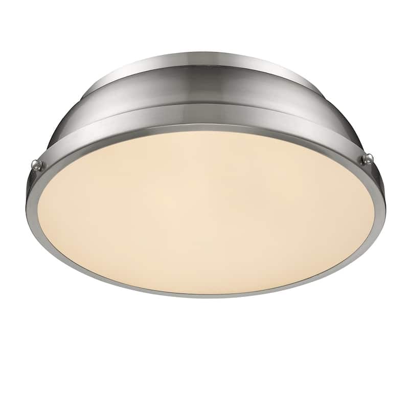Golden Lighting Duncan Pewter Steel 14-inch Flush Mount With Pewter Shade