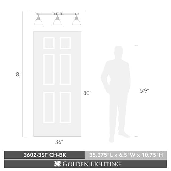 Golden Lighting Duncan Chrome With Black Shades 3-light Semi-Flush Track Light