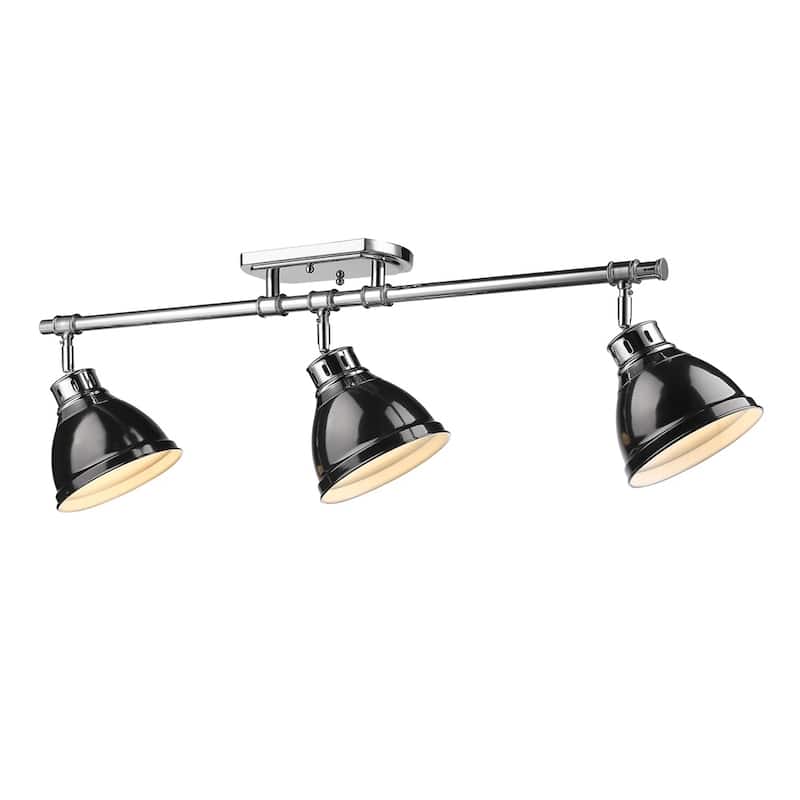 Golden Lighting Duncan Chrome With Black Shades 3-light Semi-Flush Track Light