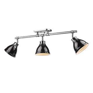 Golden Lighting Duncan Chrome With Black Shades 3-light Semi-Flush Track Light