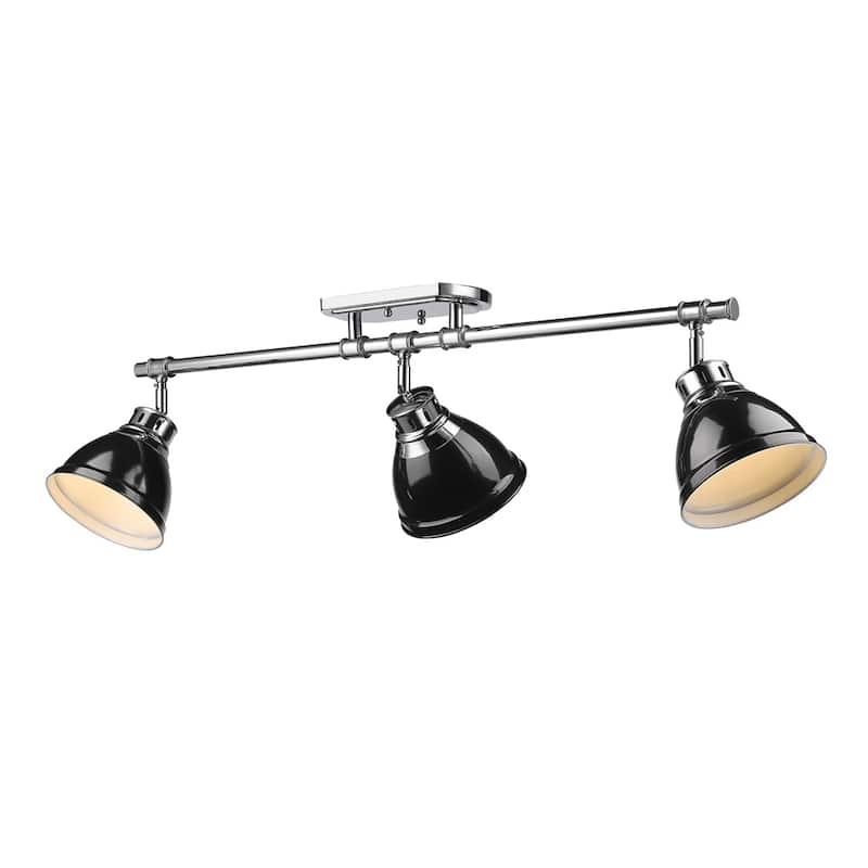 Golden Lighting Duncan Chrome With Black Shades 3-light Semi-Flush Track Light
