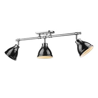 Golden Lighting Duncan Chrome With Black Shades 3-light Semi-Flush Track Light