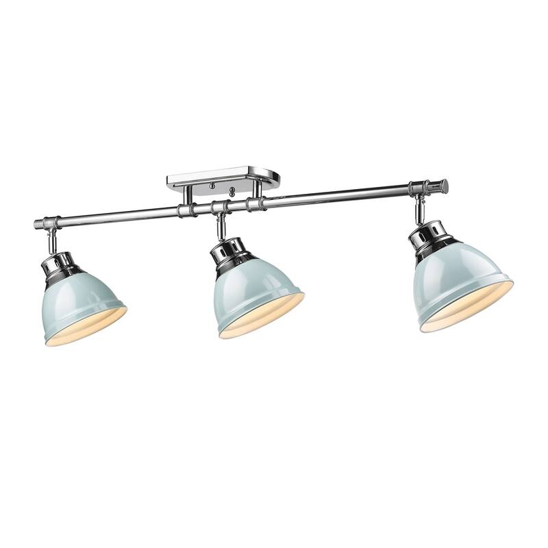Golden Lighting Duncan Chrome With Seafoam Shades Steel 3-light Semi-flush Track Light