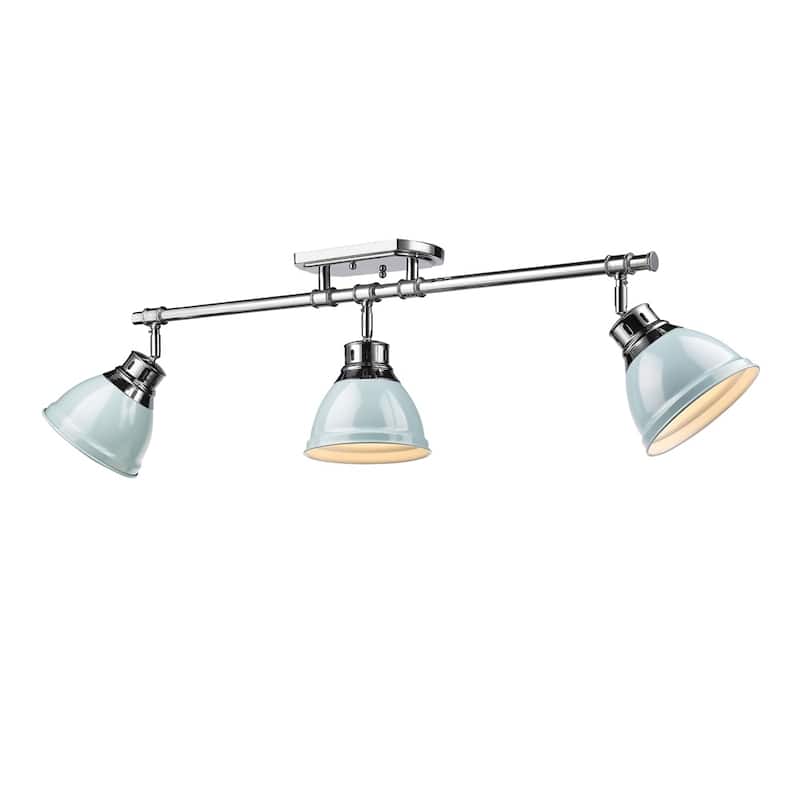 Golden Lighting Duncan Chrome With Seafoam Shades Steel 3-light Semi-flush Track Light