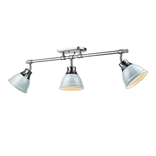 slide 2 of 4, Golden Lighting Duncan Chrome With Seafoam Shades Steel 3-light Semi-flush Track Light