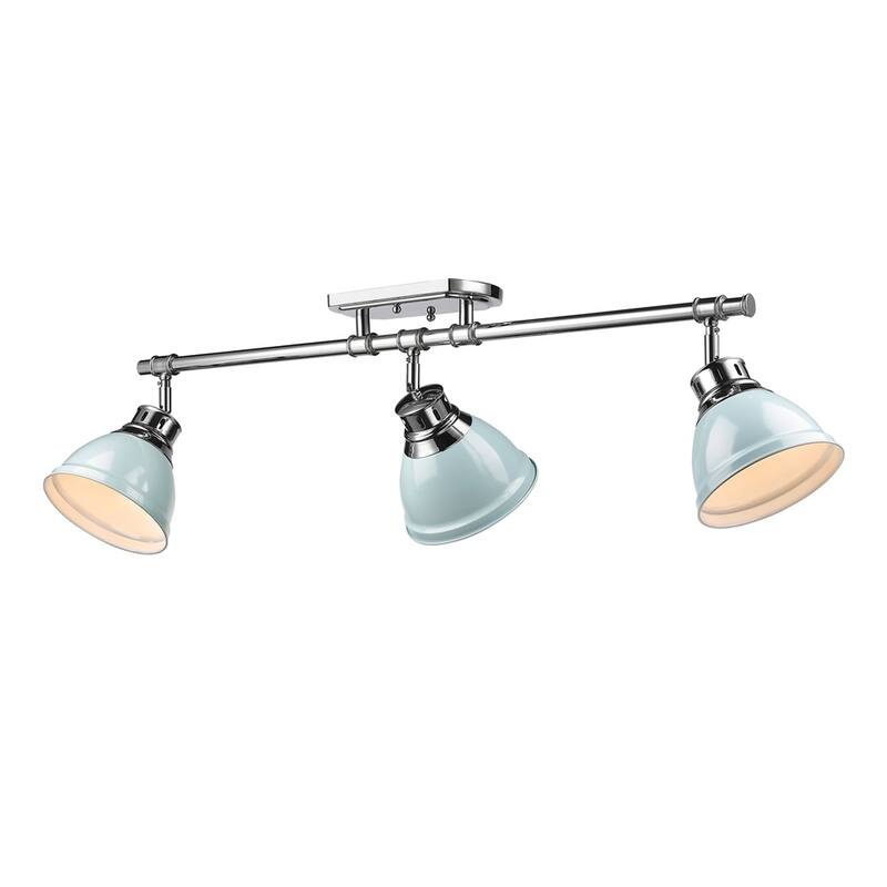 Golden Lighting Duncan Chrome With Seafoam Shades Steel 3-light Semi-flush Track Light