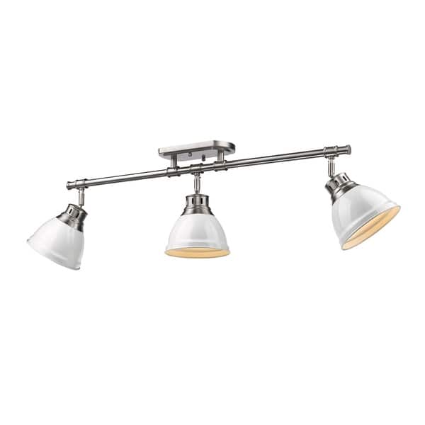 Golden Lighting Duncan White Pewter 3 Light Semi Flush Mount Track