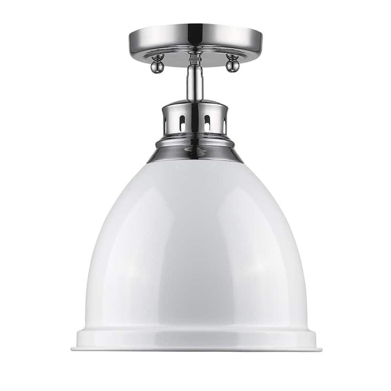 Golden Lighting Duncan Chrome Flush Mount with White Shade