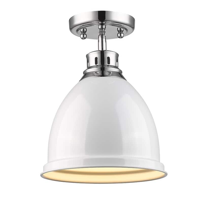 Golden Lighting Duncan Chrome Flush Mount with White Shade