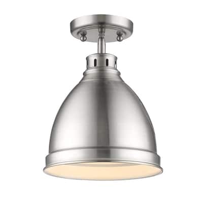 Golden Lighting Duncan Chrome-finished Steel/Pewter/Brass Flush Mount Pendant Fixture
