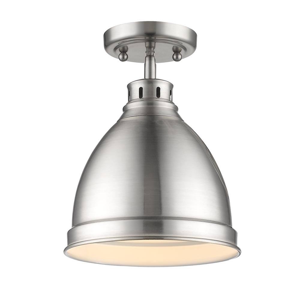 Golden Lighting Duncan Chrome-finished Steel/Pewter/Brass Flush Mount Pendant Fixture