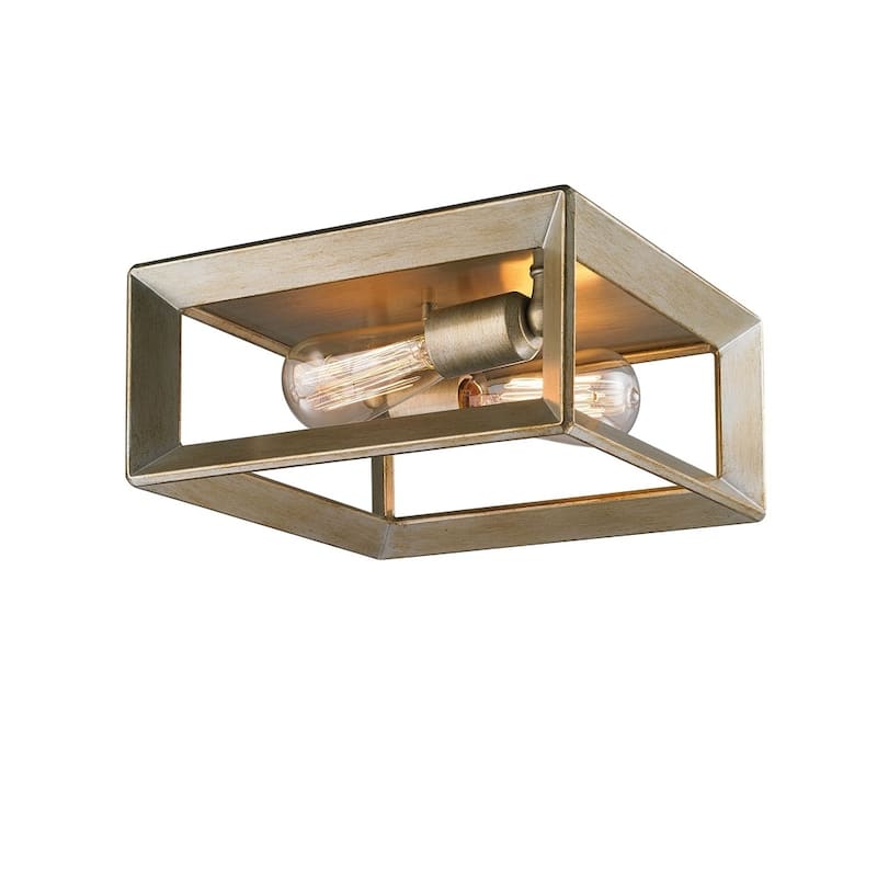 Golden Lighting Smyth White Gold Flush-mount Light Fixture