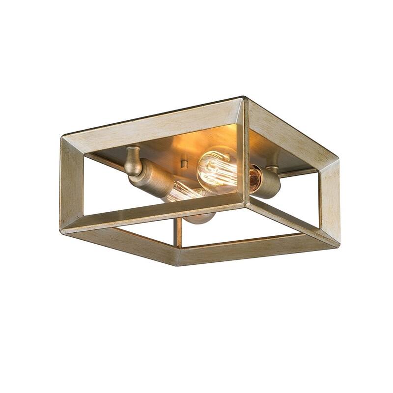Golden Lighting Smyth White Gold Flush-mount Light Fixture