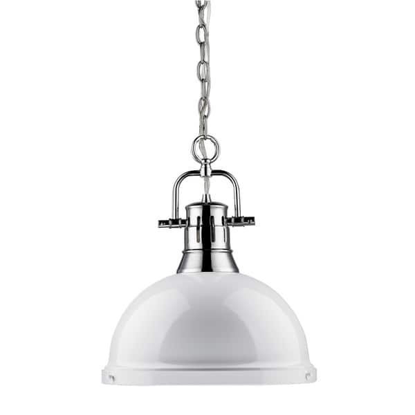 slide 2 of 4, Golden Lighting Duncan White Chrome Single Pendant Light