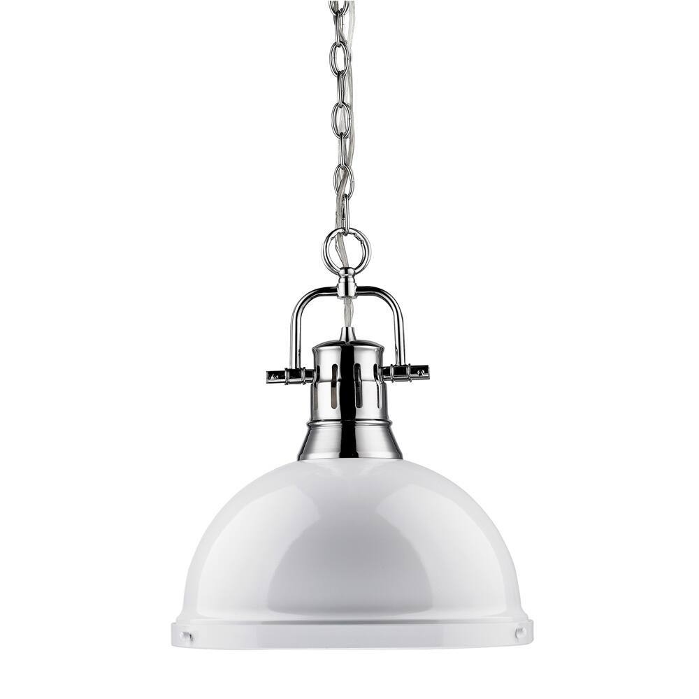 Golden Lighting Duncan White Chrome Single Pendant Light
