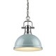 preview thumbnail 3 of 2, Golden Lighting Duncan Chrome Single Light Pendant with Chain and Seafoam Shade