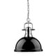 preview thumbnail 3 of 2, Golden Lighting Duncan Chrome and Black Steel Single Light Pendant with Chain