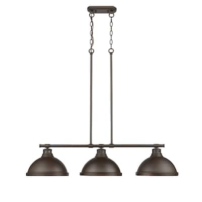 Golden Lighting Duncan Bronze Metal/ Glass 3-light Linear Pendant Fixture