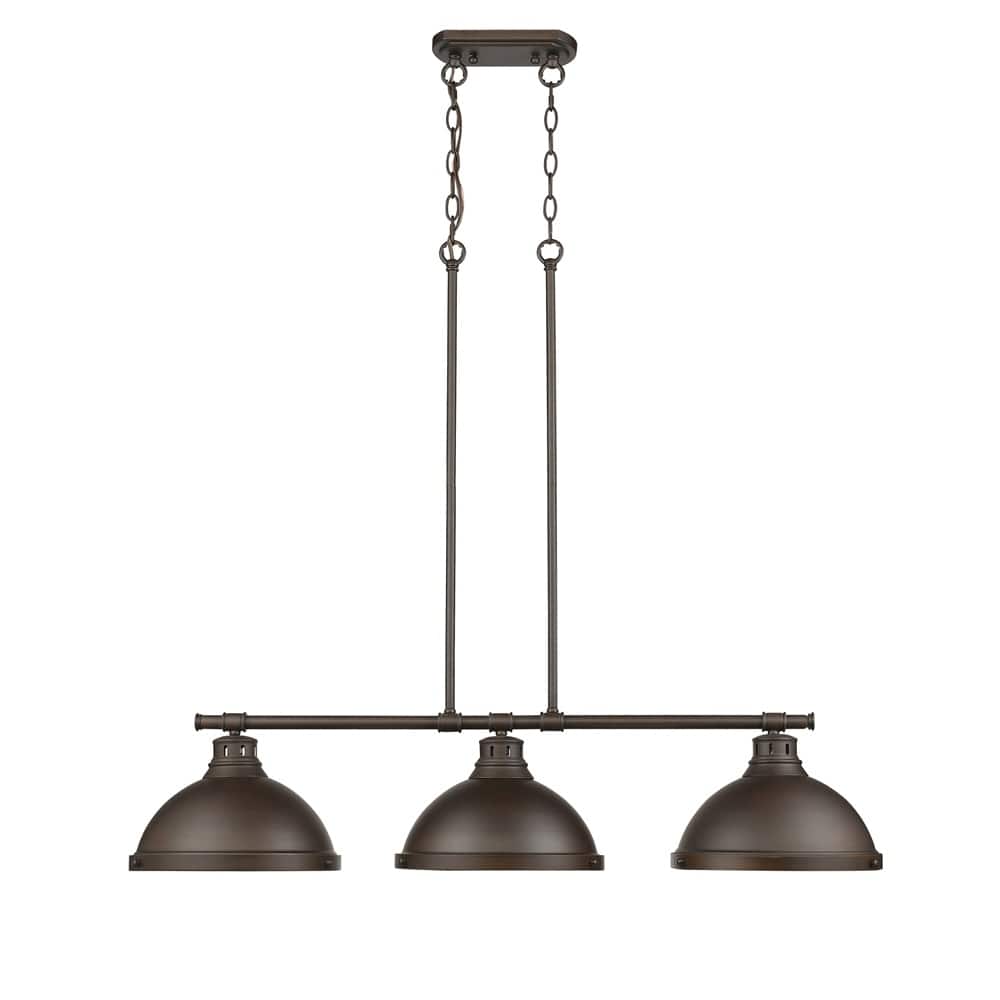 Golden Lighting Duncan Bronze Metal/ Glass 3-light Linear Pendant Fixture
