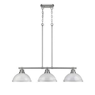 Golden Lighting Duncan White Pewter 3-light Linear Pendant