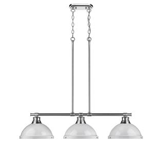 Golden Lighting Duncan Chrome with White Shades Steel 3-light Linear Pendant