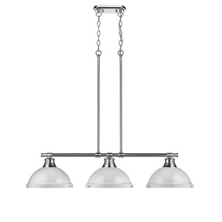 Golden Lighting Duncan Chrome with White Shades Steel 3-light Linear Pendant
