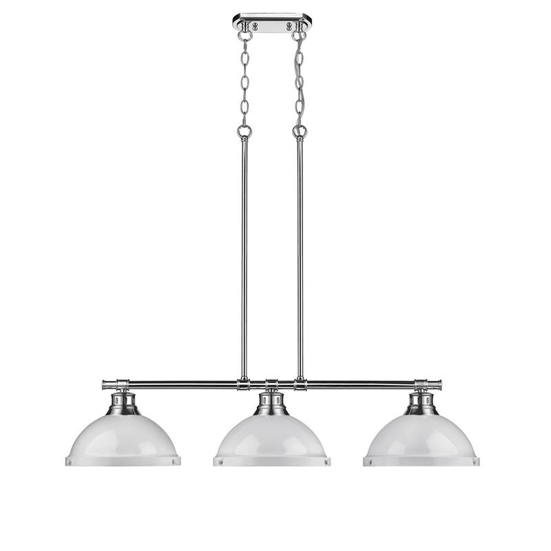Golden Lighting Duncan Chrome with White Shades Steel 3-light Linear Pendant