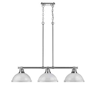 Golden Lighting Duncan Chrome with White Shades Steel 3-light Linear Pendant