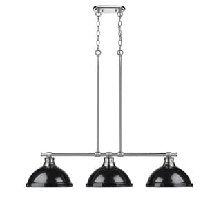 Golden Lighting Duncan Chrome with Black Shades 3-light Linear Pendant Light
