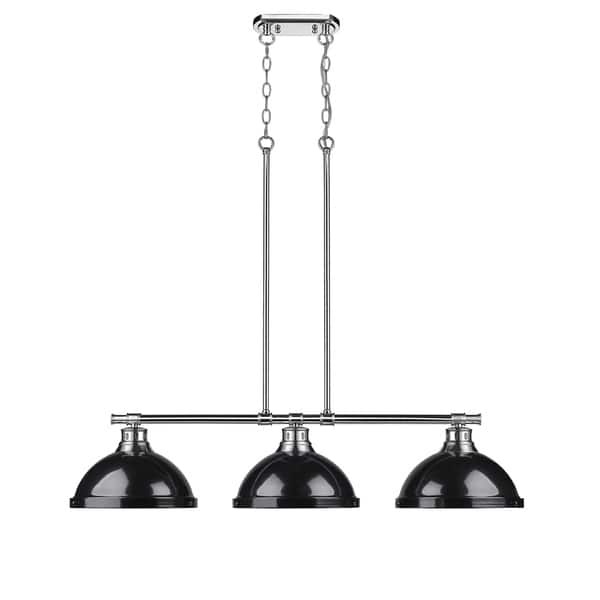 slide 2 of 4, Golden Lighting Duncan Chrome with Black Shades 3-light Linear Pendant Light