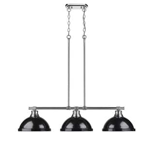 Golden Lighting Duncan Chrome with Black Shades 3-light Linear Pendant Light