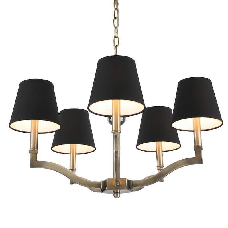 Golden Lighting Waverly Aged Brass Tuxedo Shade 5-light Chandelier