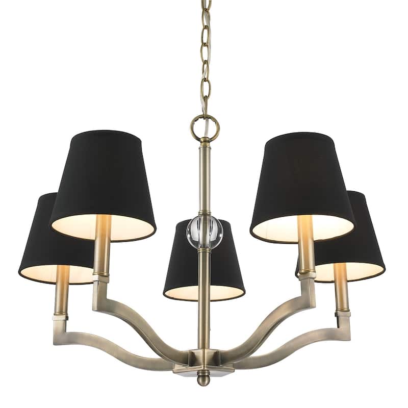 Golden Lighting Waverly Aged Brass Tuxedo Shade 5-light Chandelier