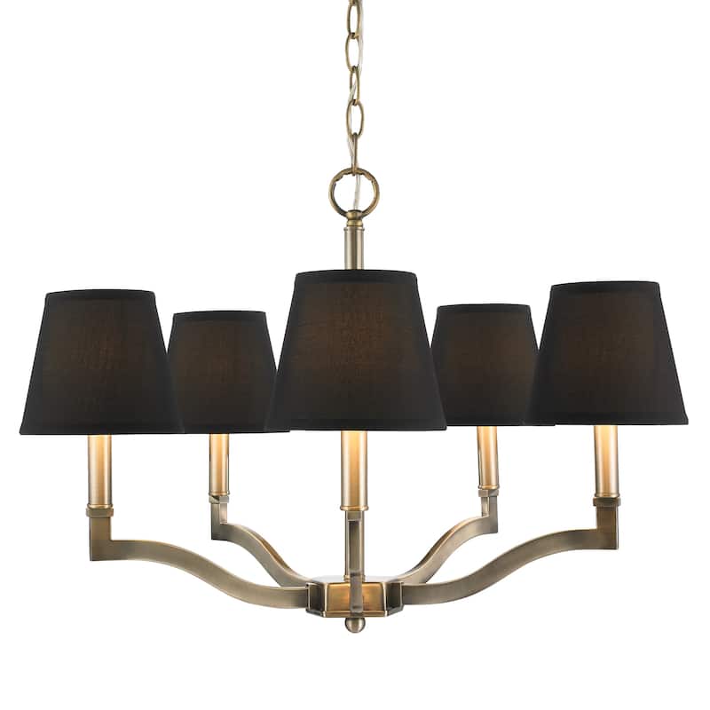 Golden Lighting Waverly Aged Brass Tuxedo Shade 5-light Chandelier