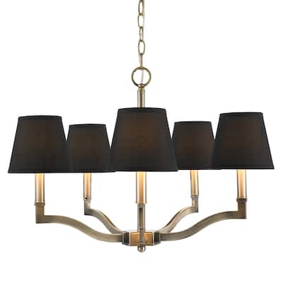 Golden Lighting Waverly Aged Brass Tuxedo Shade 5-light Chandelier
