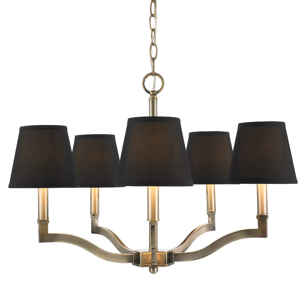Golden Lighting Waverly Aged Brass Tuxedo Shade 5-light Chandelier