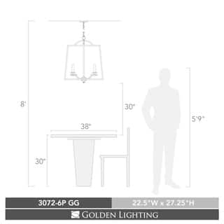 Golden Lighting 3072-6P GG Six Light Pendant Gold Golden Lighting 3072-6P GG Six Light Pendant Gold