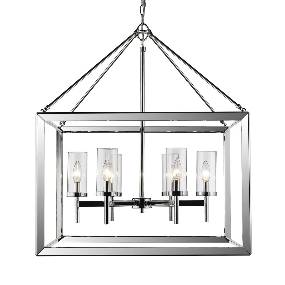 Golden Lighting Smyth Chrome With Clear Glass 6-light Chandelier (Chrome) - Chandeliers For Bedrooms by Overstock.com