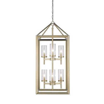 Golden Lighting Smyth White Goldtone Steel Clear Glass 6-light Pendant