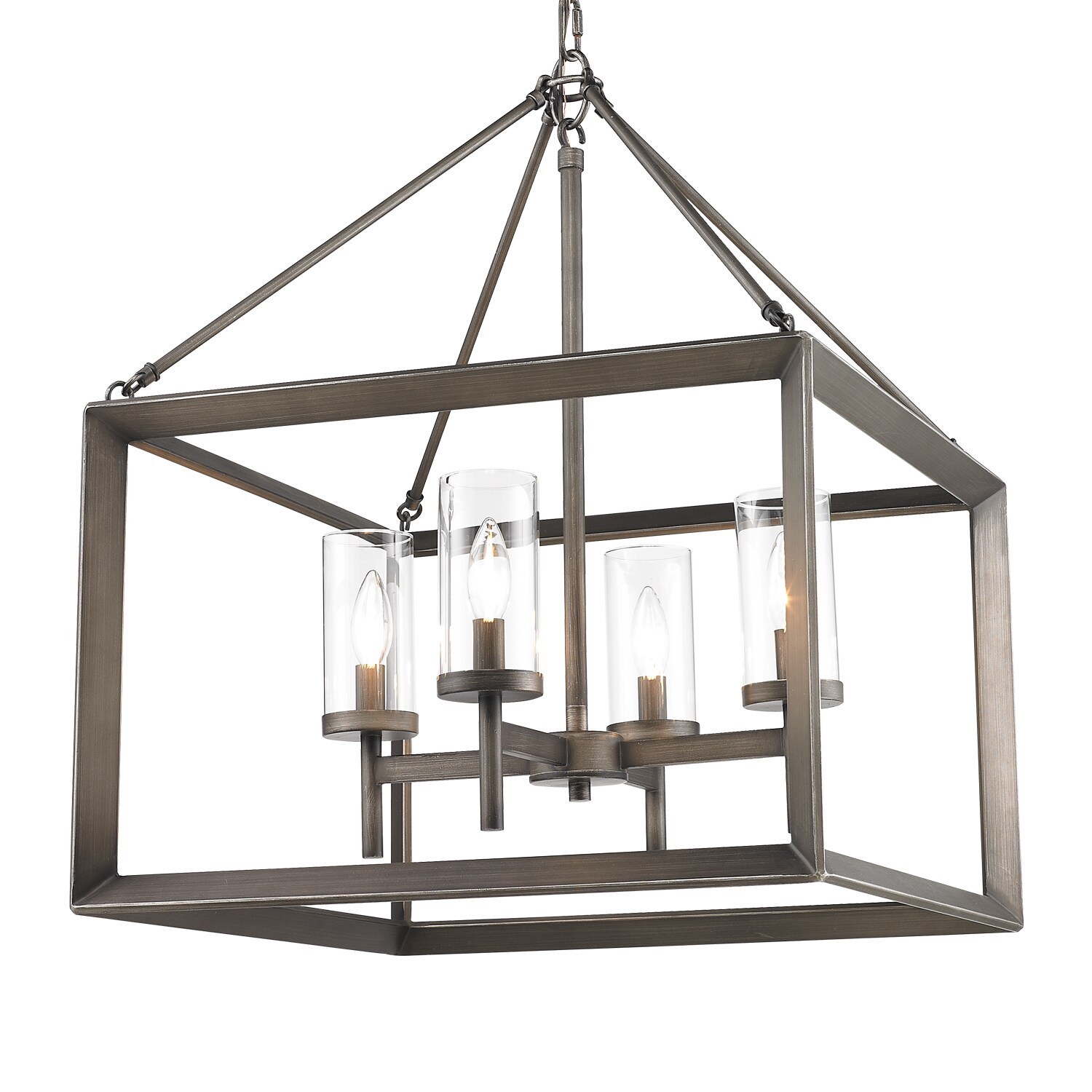 Golden Lighting Smyth Gunmetal Bronze Steel and Clear Glass 4-light Chandelier (Gunmetal Bronze) - Chandeliers For Bedrooms by Overstock.com