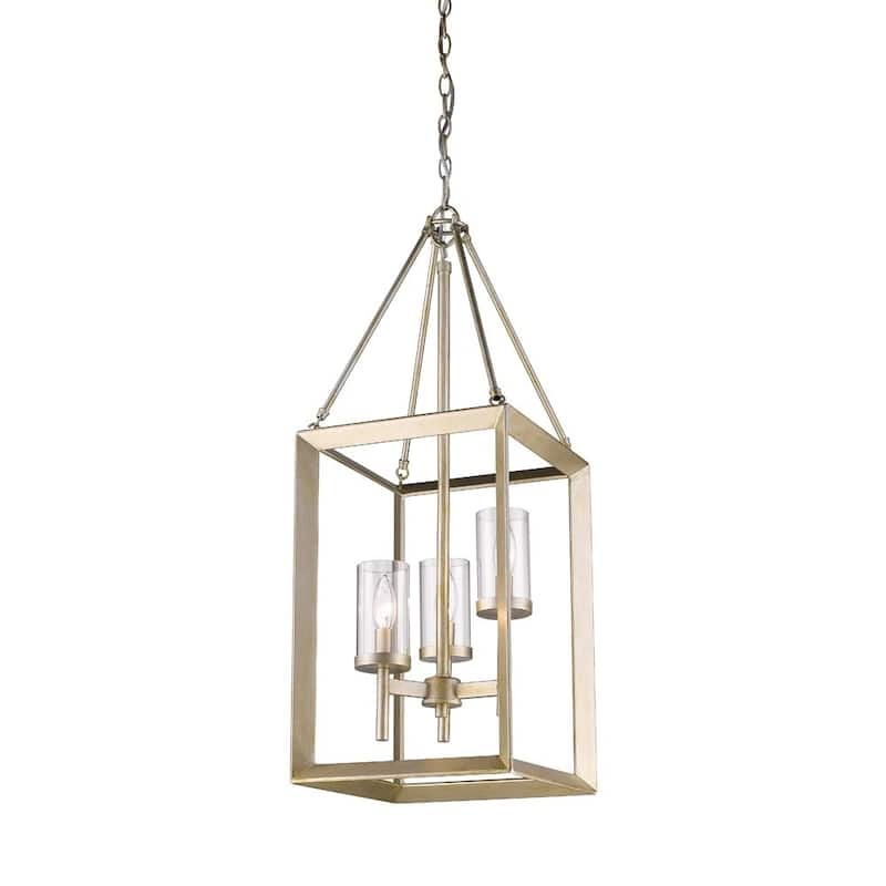 Golden Lighting Smyth White Gold with Clear Glass 3-light Pendant