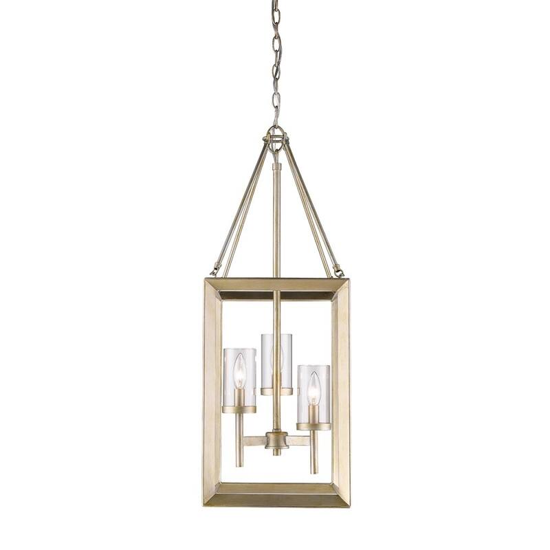 Golden Lighting Smyth White Gold with Clear Glass 3-light Pendant