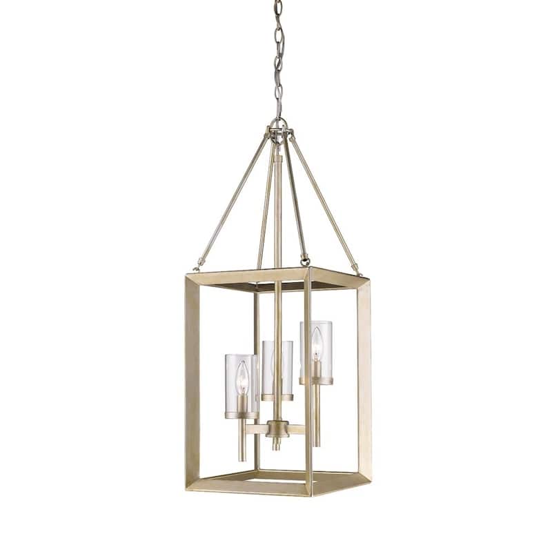 Golden Lighting Smyth White Gold with Clear Glass 3-light Pendant