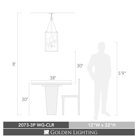 Golden Lighting Smyth White Gold with Clear Glass 3-light Pendant