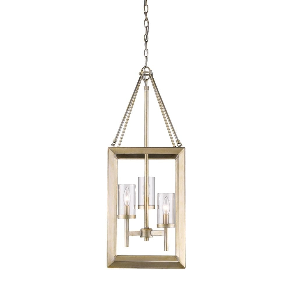 Golden Lighting Smyth White Gold with Clear Glass 3-light Pendant