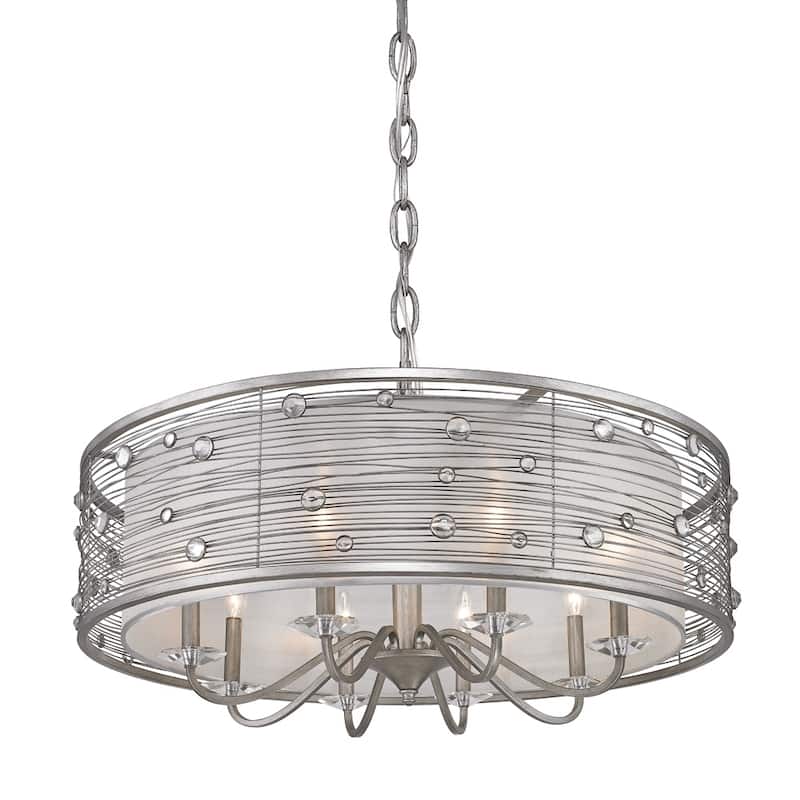 Golden Lighting Joia Peruvian Silver with Sterling Mist Shade 8-light Chandelier