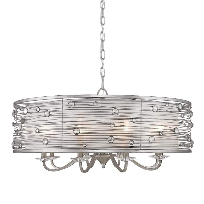 Golden Lighting Joia Peruvian Silver with Sterling Mist Shade 8-light Chandelier
