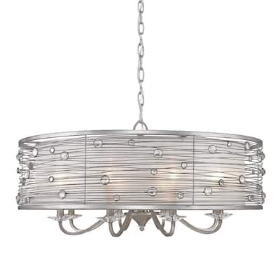 Golden Lighting Joia Peruvian Silver with Sterling Mist Shade 8-light Chandelier