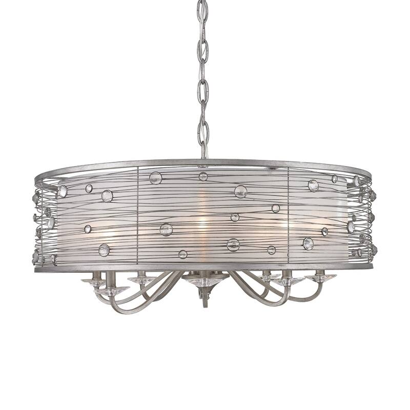 Golden Lighting Joia Peruvian Silver with Sterling Mist Shade 8-light Chandelier