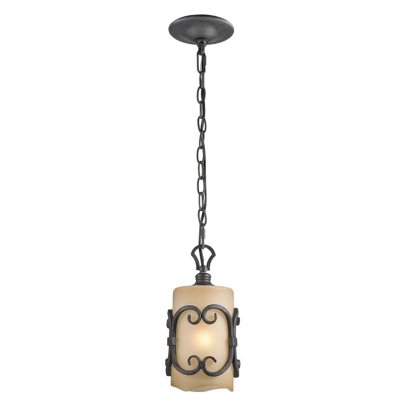 Golden Lighting Madera Black Iron Toscano Glass Mini Pendant Light